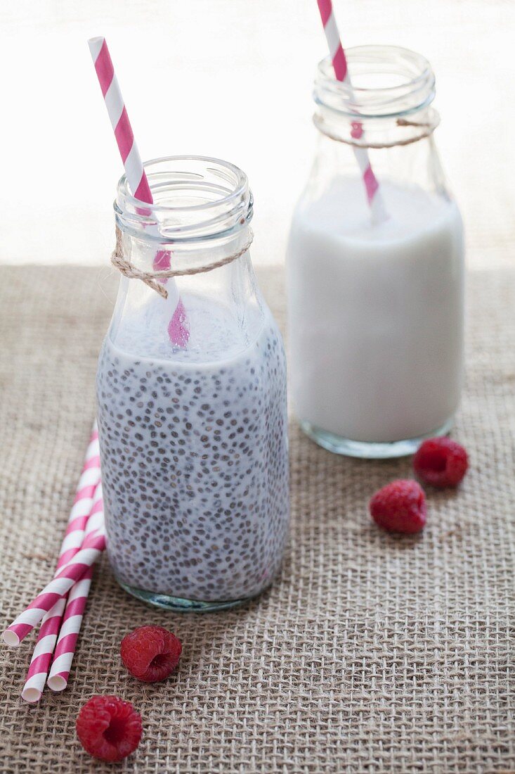 Chia seeds with almond milk