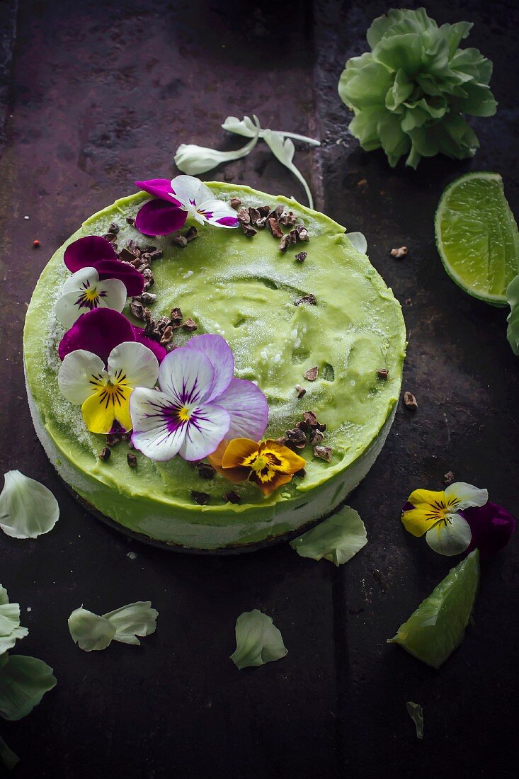 Lime an avocado cheesecake