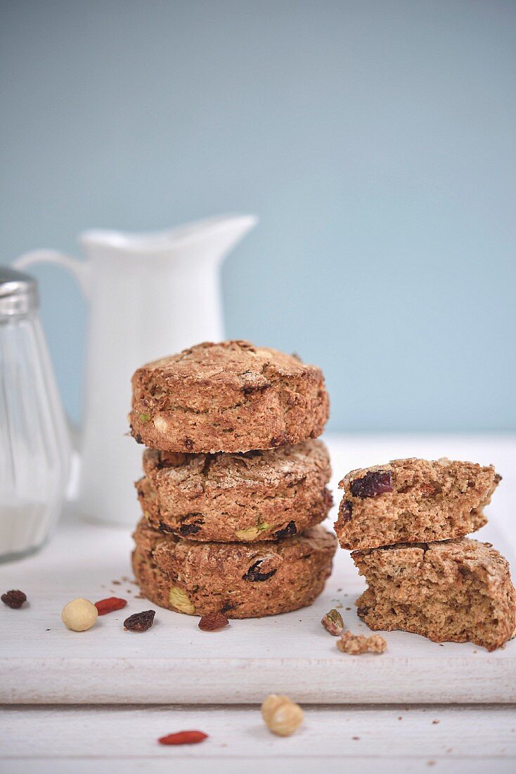 Buckwheat flour and dried fruit scones