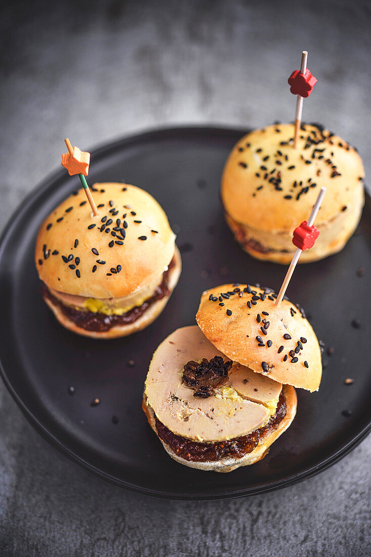 Foie gras, fig jam and truffle mini burgers