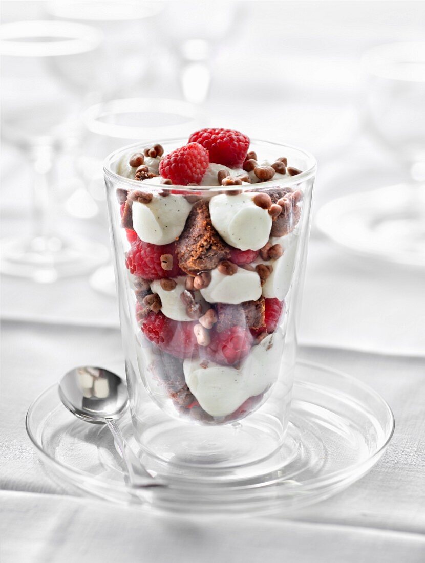 Raspberry,Brownie,Vanilla-Flavored Whipped Cream And Daim Sweet Dragées Trifle