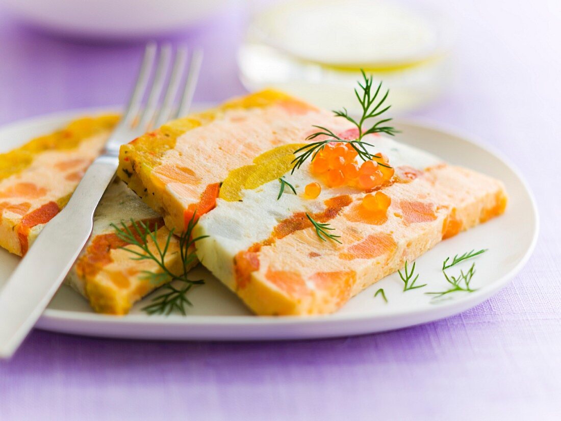 Slices of southern vegetable and fish terrine