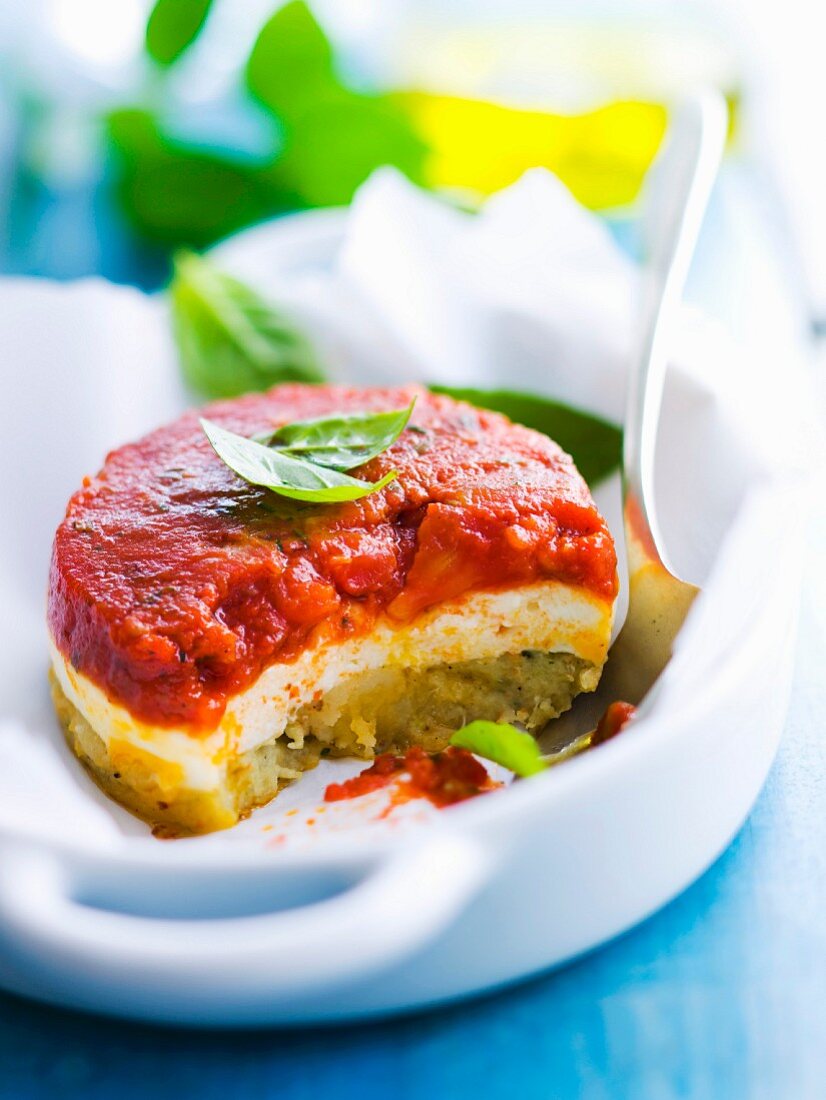 Terrine mit Tomaten, Mozzarella und Fenchel