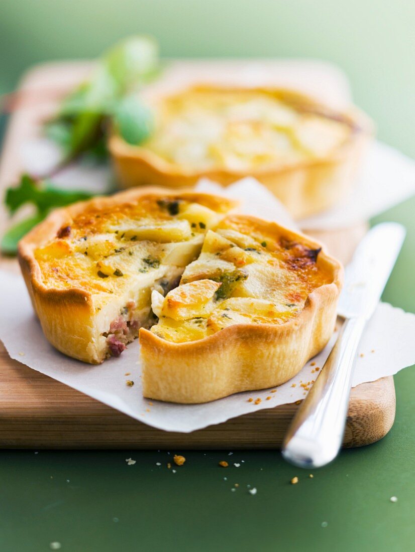 Potato, cheese and herb quiches