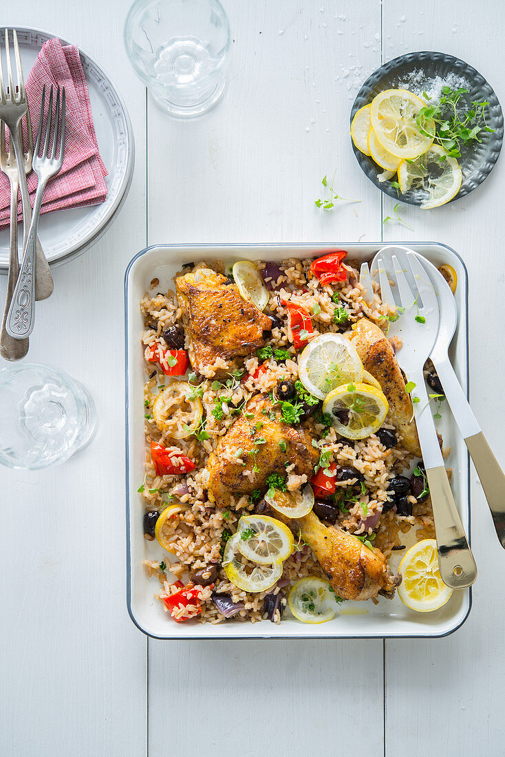 Mediterranean rice with chicken