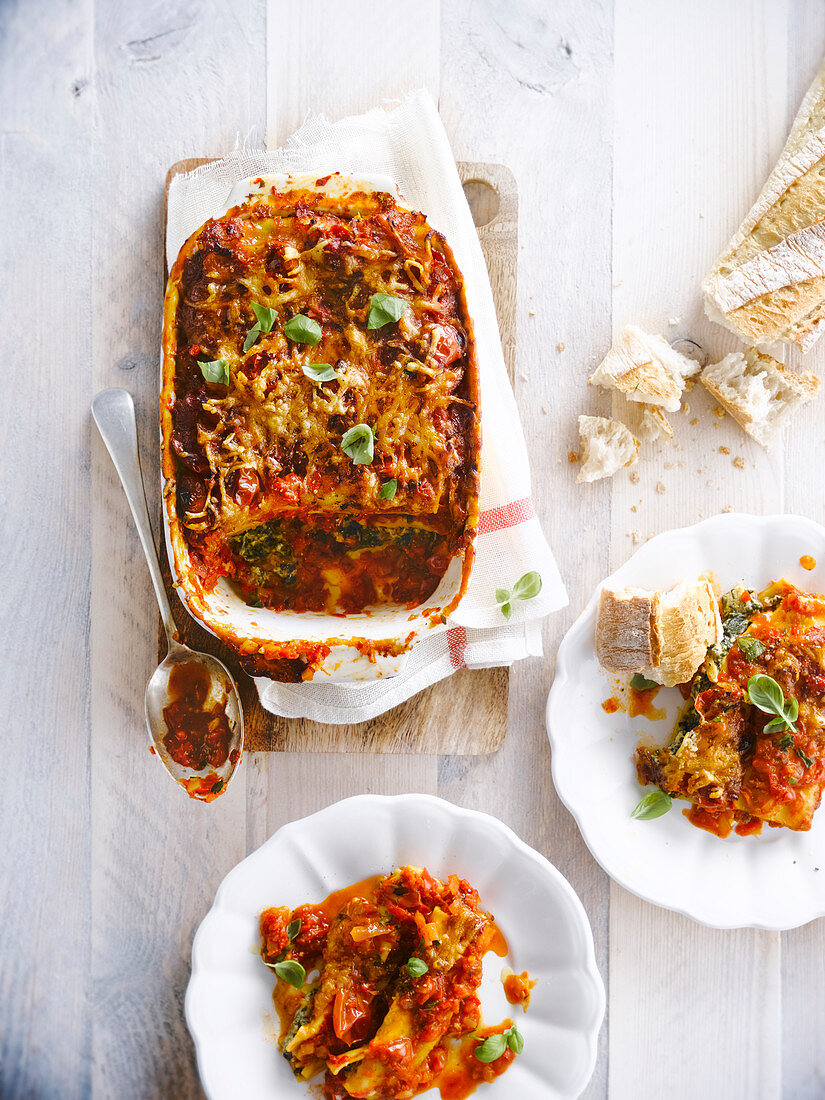 Spinach cannelloni gratin