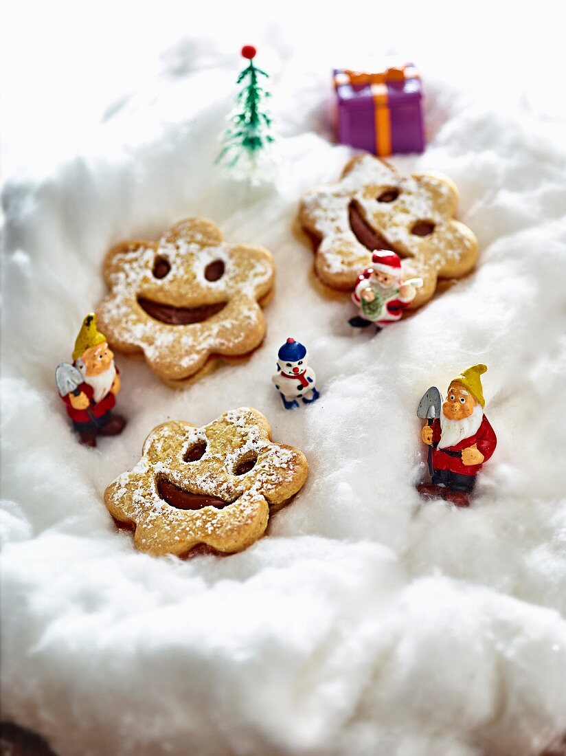 Smiley-Weihnachtsplätzchen für Kinder und Weihnachtsfiguren