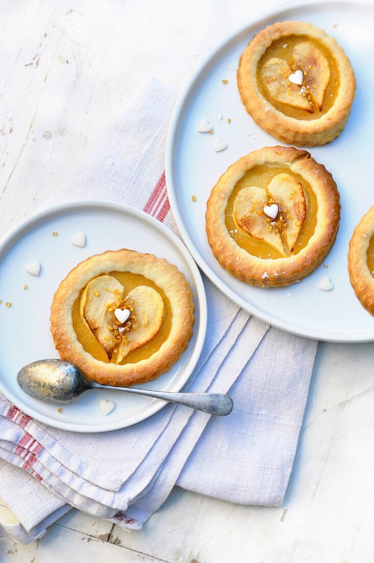 Heart-shaped apple pies