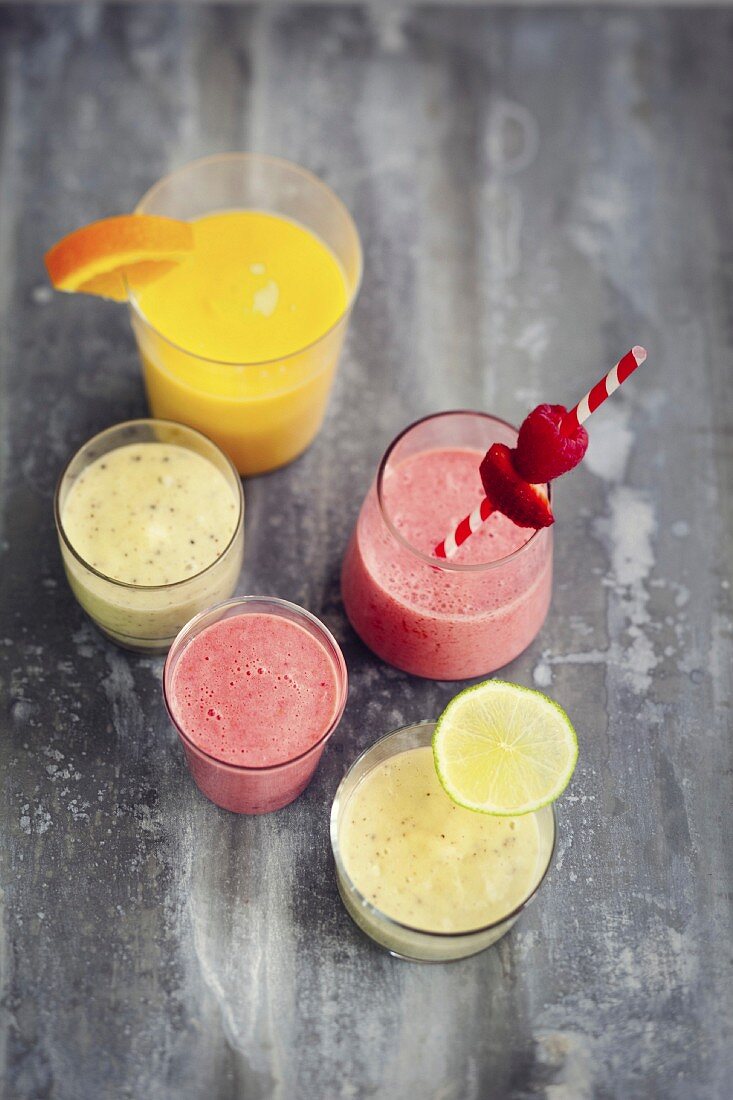 Assortment of smoothies