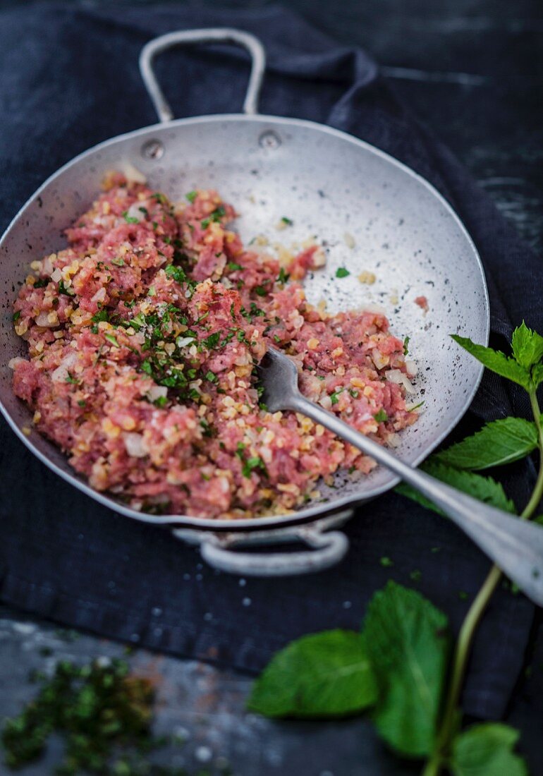 Lebanese lamb tartare with bulgur and mint