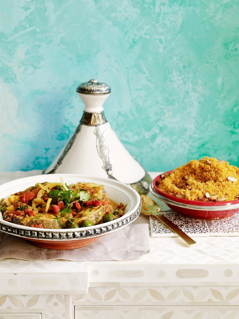 Fisch-Tajine mit Mandelcouscous