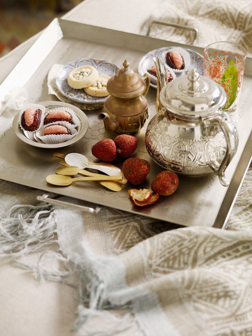 Moroccan mint tea with Oriental pastries