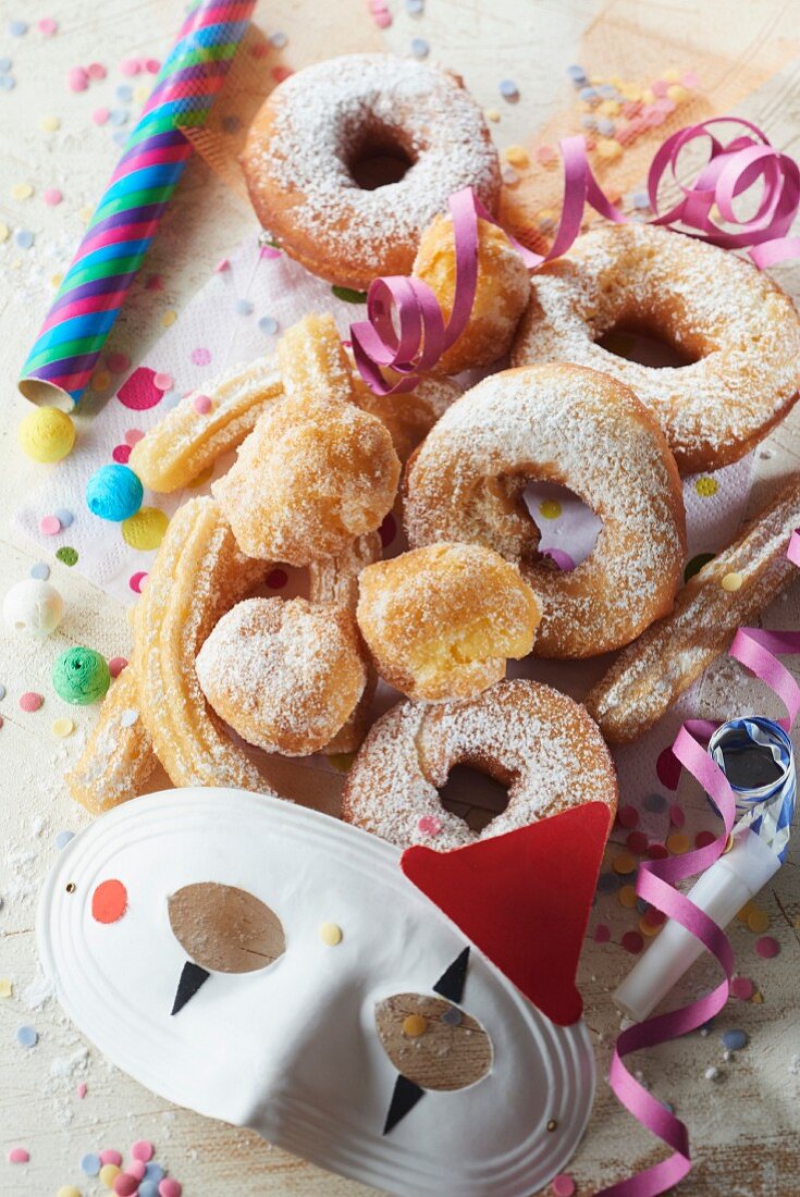 Variety of fritters and donuts for Carnaval