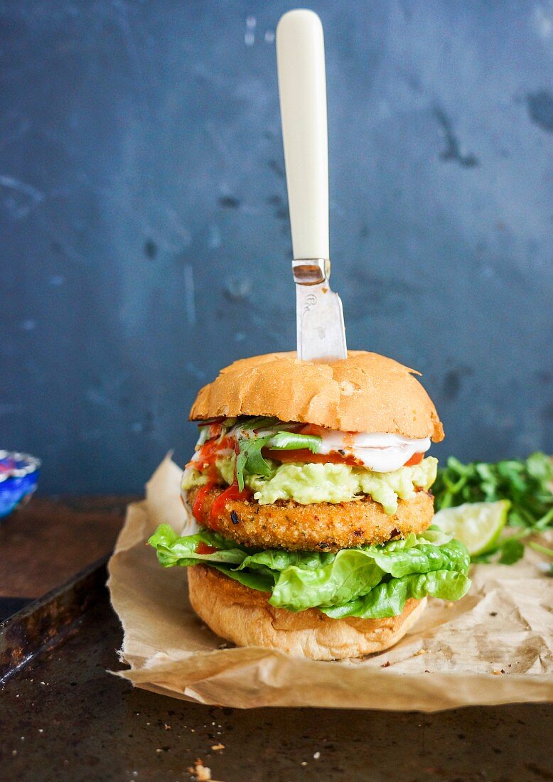 Chickpea patty and vegetable burger