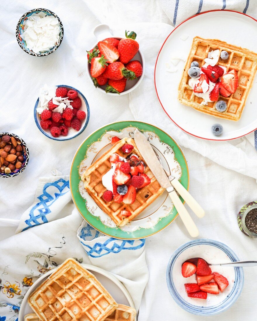 Waffles with summer fruit