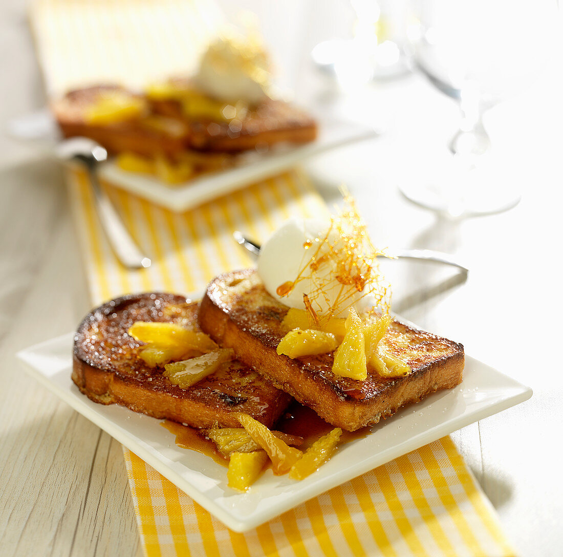 Brioche french toast with pineapple