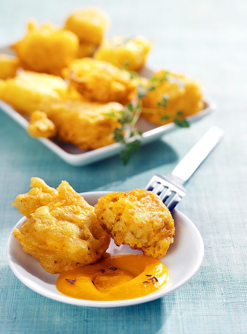 Croquettes with pumpkin coulis