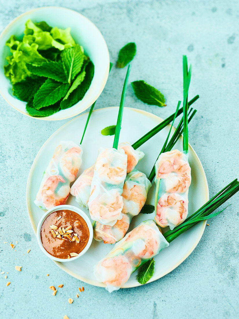 Frühlingsrollen mit Garnelen und Schweinefleisch