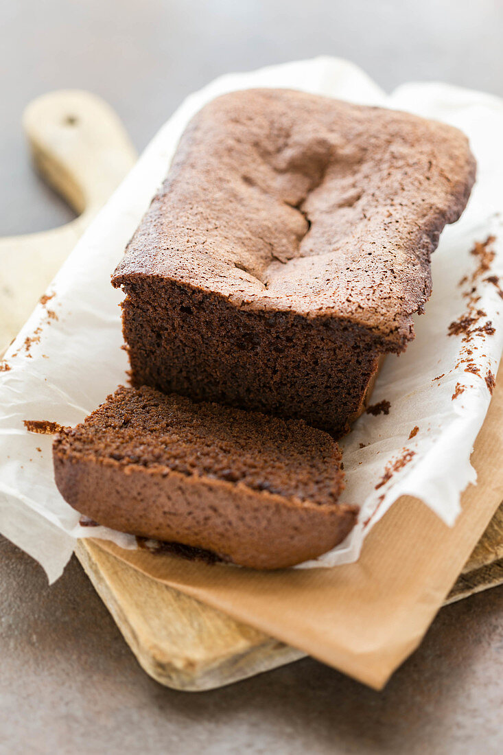 Schokoladenkastenkuchen, angeschnitten