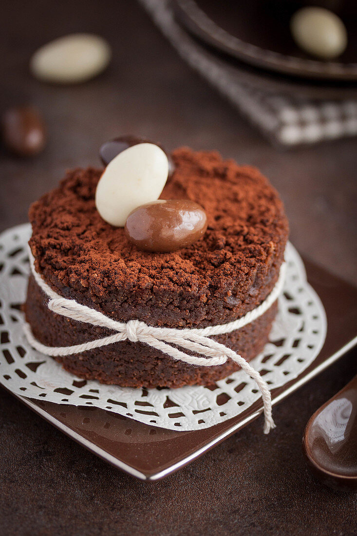 All chocolate small Easter cake
