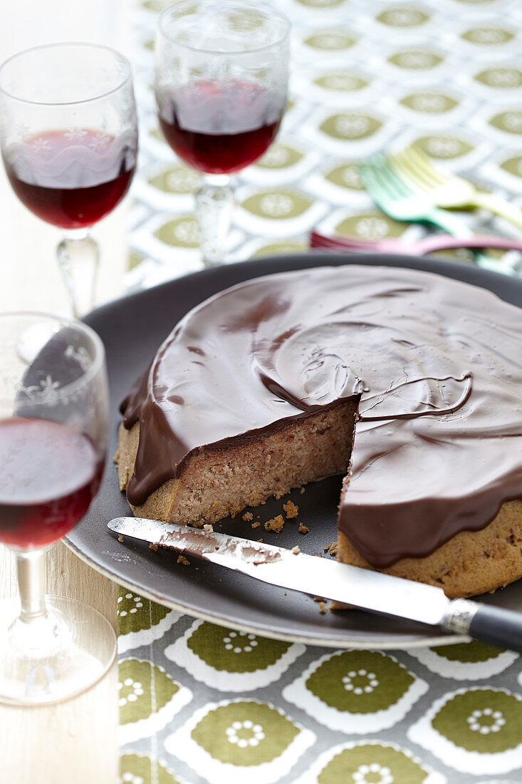 Chestnut cream and chestnut cake with chocolate icing