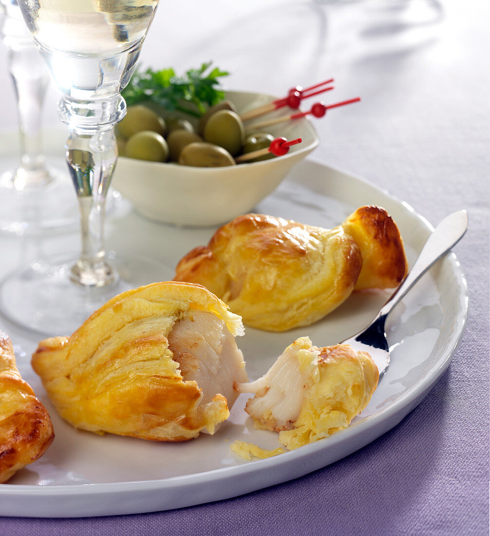 Scallop flaky pastry appetizers