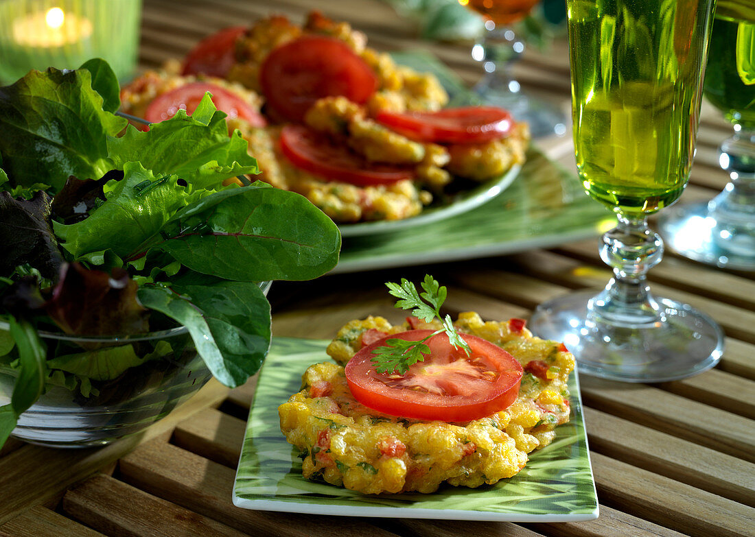 Sweet corn and pepper fritters