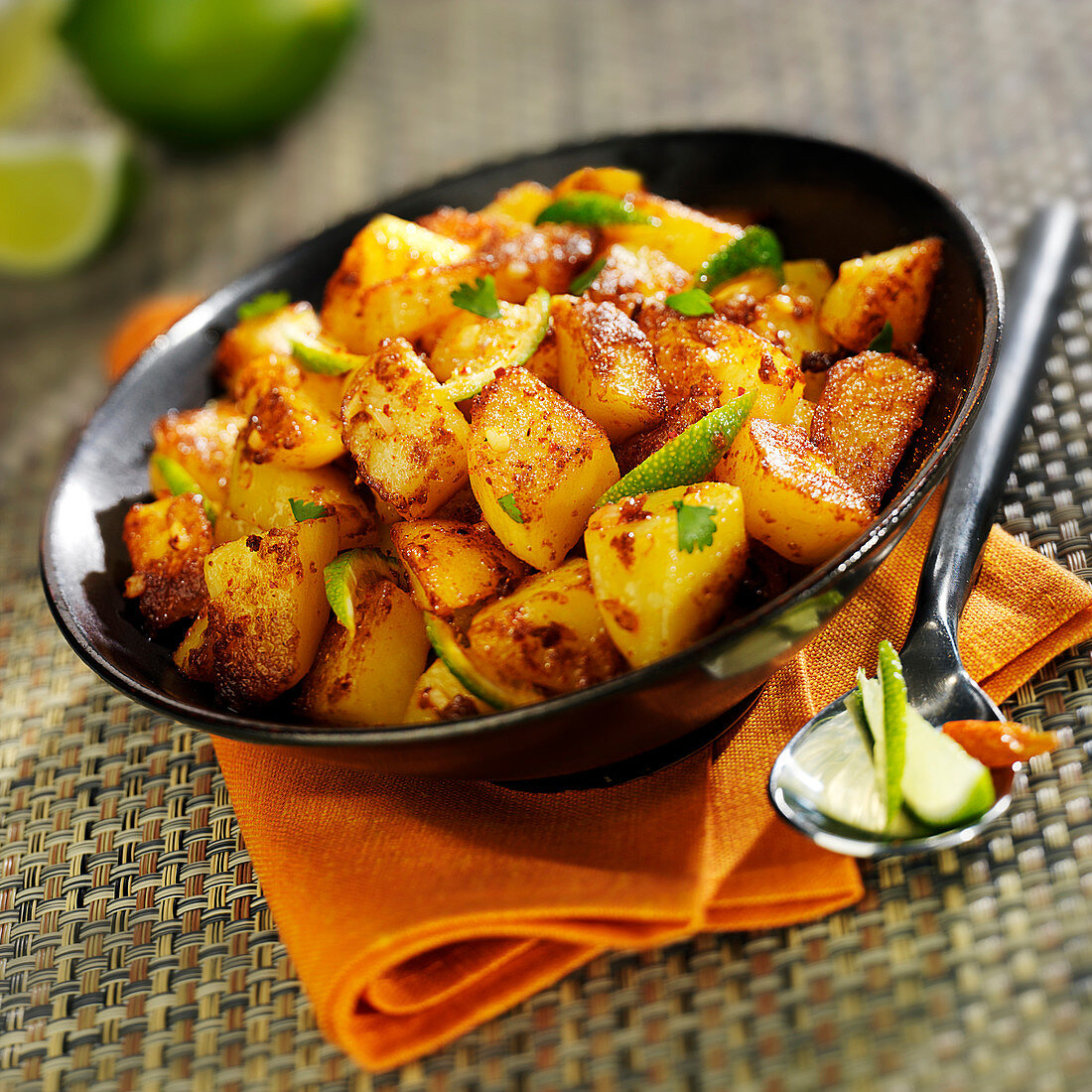 Potatoes sauté with spices and limes