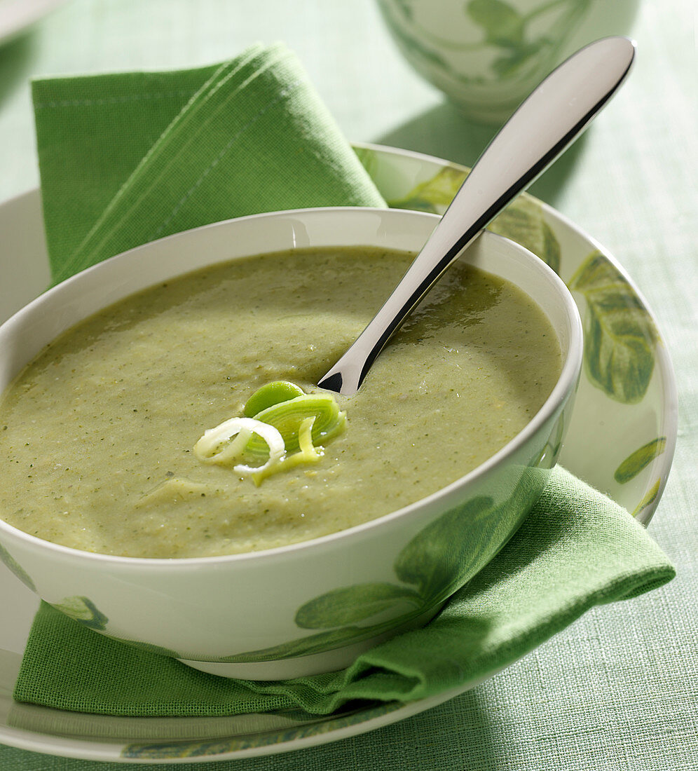 Cream of leek and broccoli soup