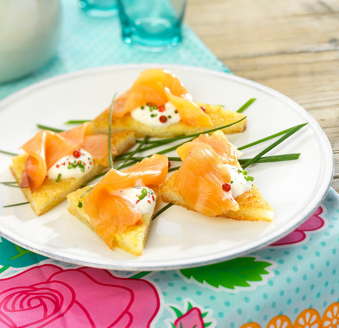 Smoked salmon french toast appetizers