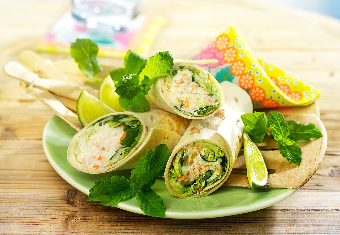 Surimi and mint wraps