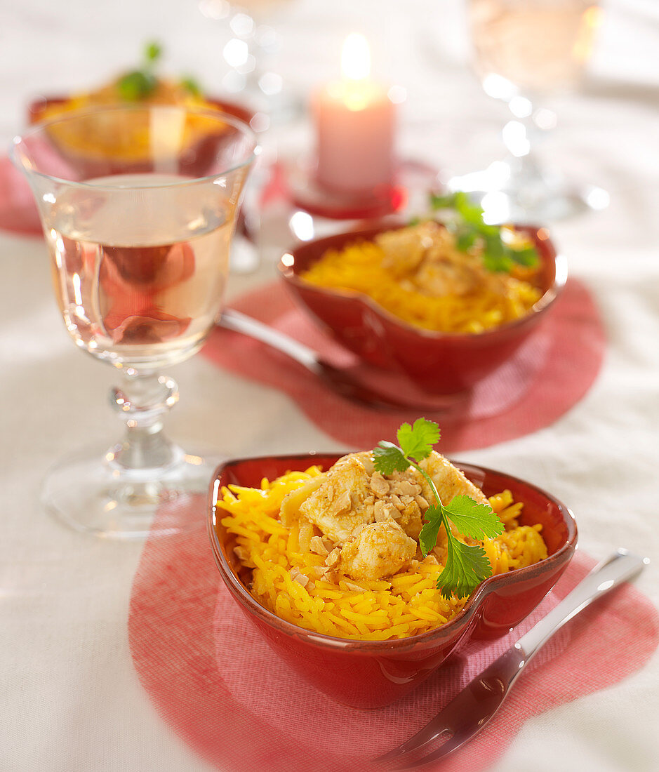 Chicken curry with saffron rice