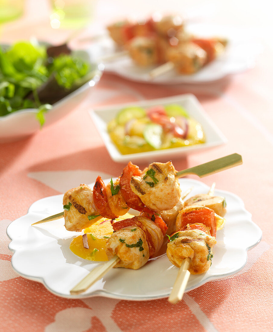 Sweet and sour chicken brochettes