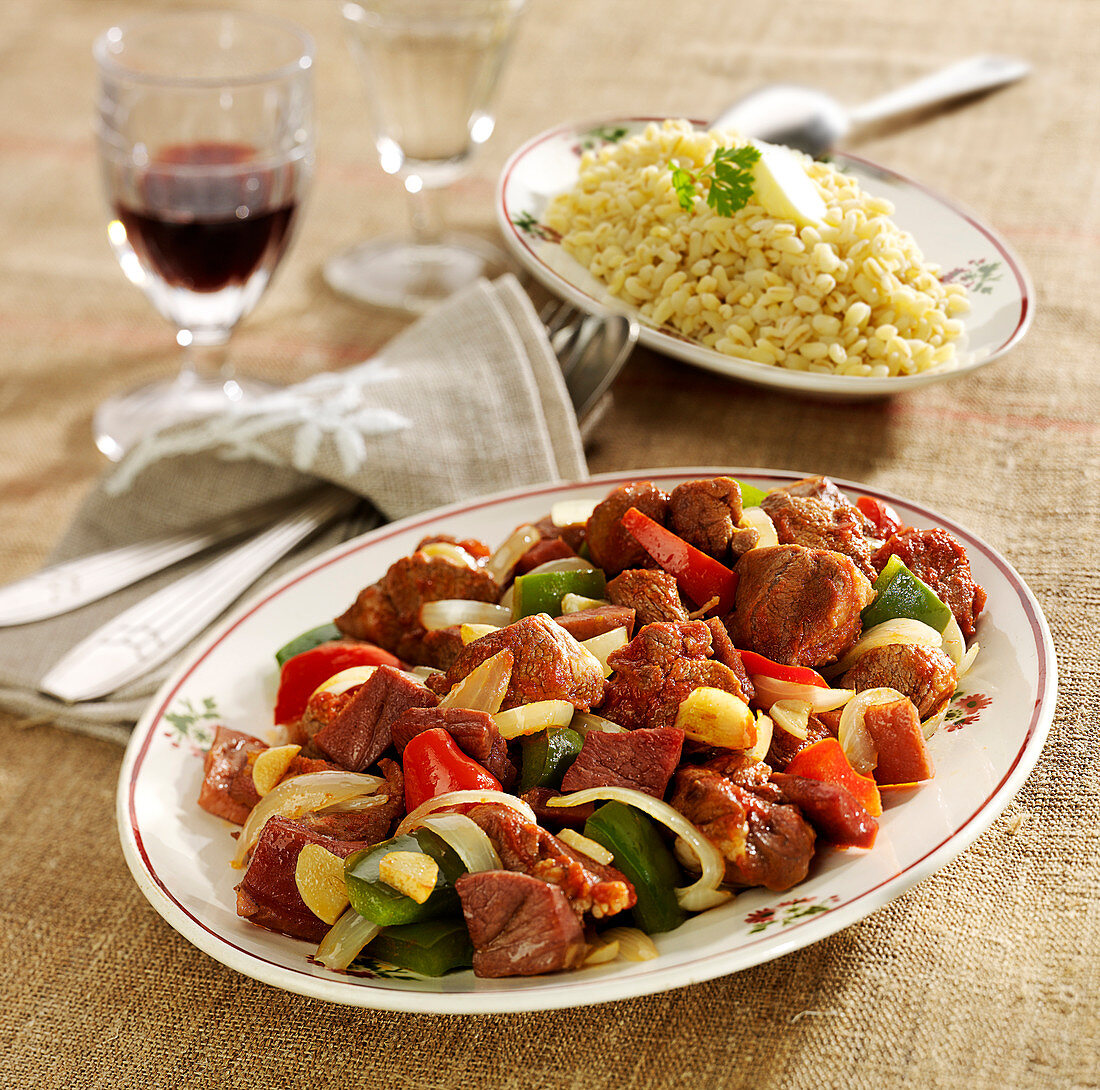 Basque-style lamb sauté with plain wheat