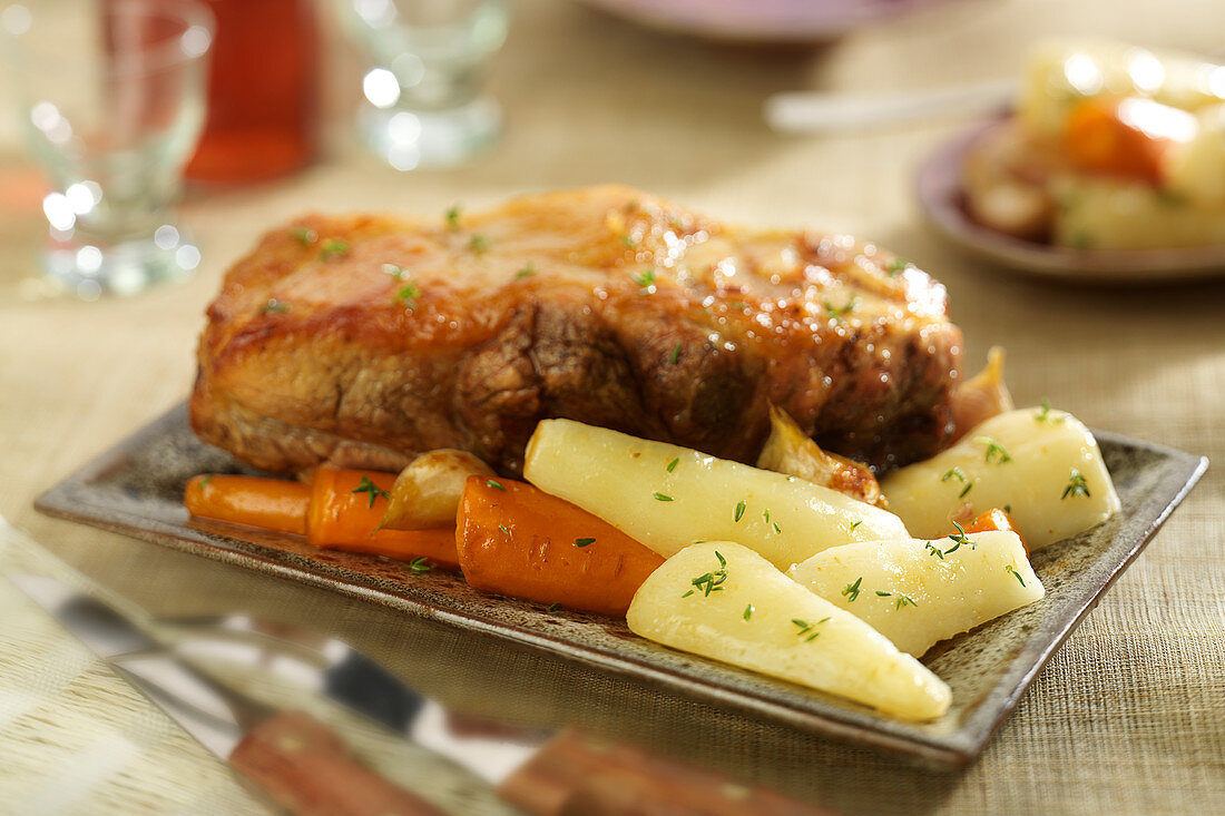 Palette de porc with parsnips and carrots