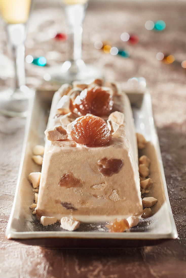 Chestnut and meringue frozen log