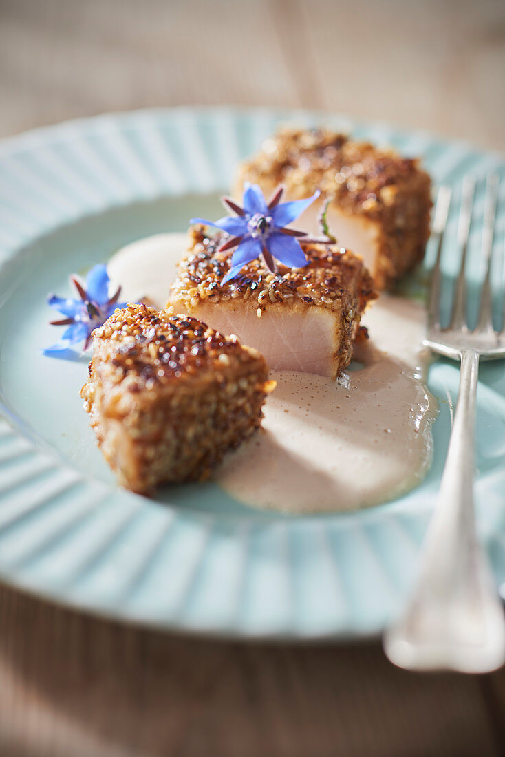 Swordfish Tataki with Sesame and Mixed Herbs, Spices and Seaweed