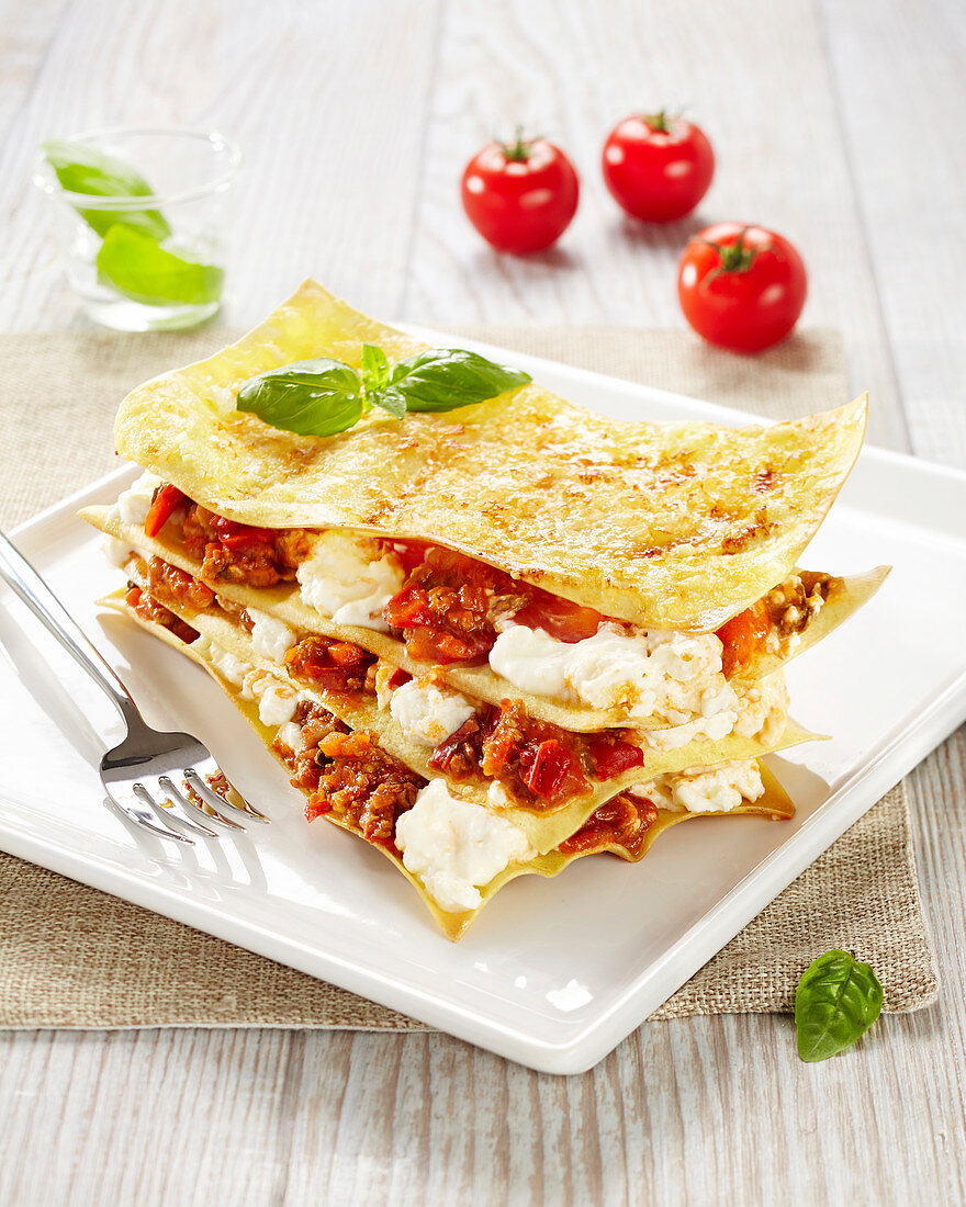 Bolognaise sauce and ricotta lasagnes