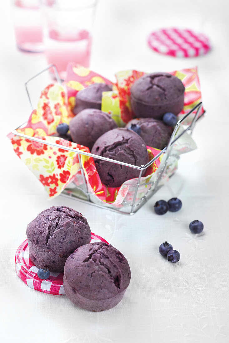 Blueberry and blackcurrant jam muffins