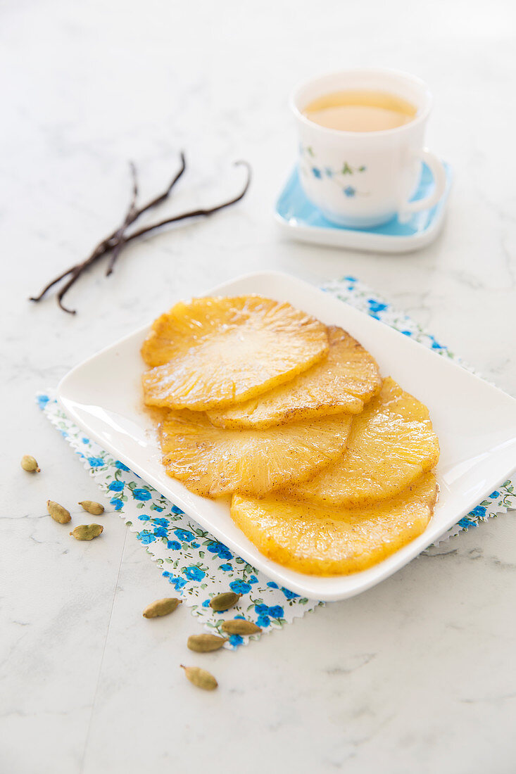 Roasted Pineapple With Vanilla And Cardamom