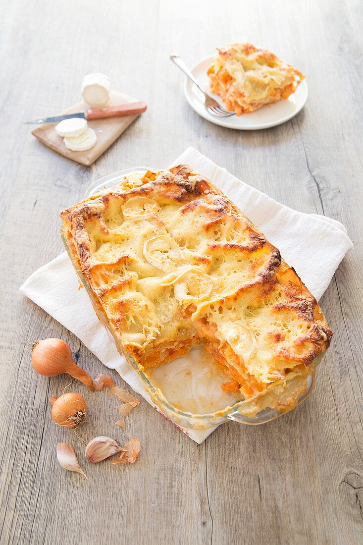Butternut and goat lasagne