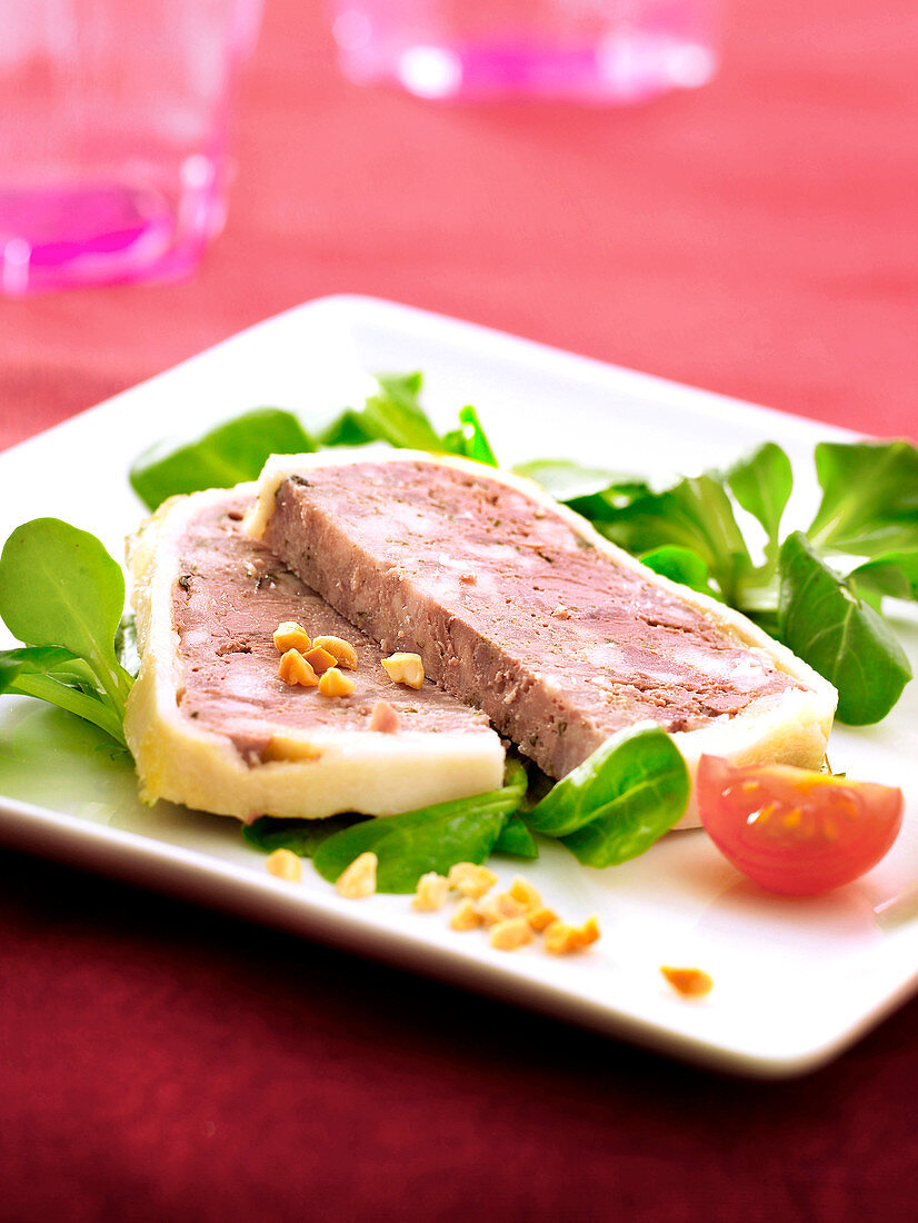 Slices of chicken liver terrine