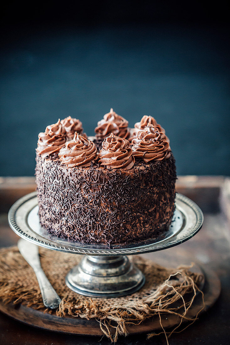 One-Bowl Cake mit Schokolade und Frischkäse-Schokoladen-Glasur