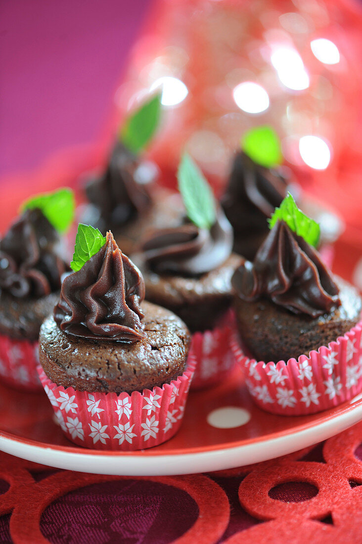 Chocolate And Mint Mini Cupcakes