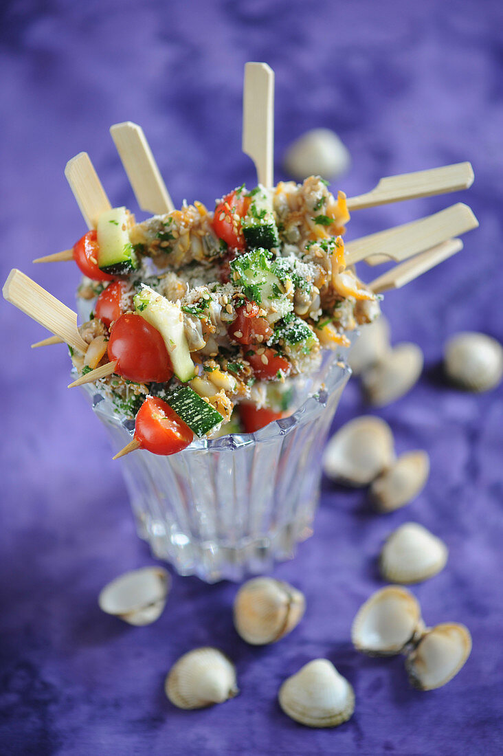 Cockle And Vegetable Mini Brochettes