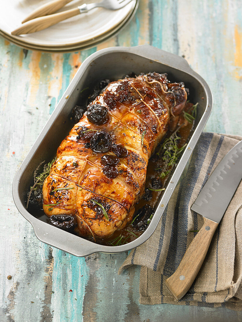 Roast turkey stuffed with prunes