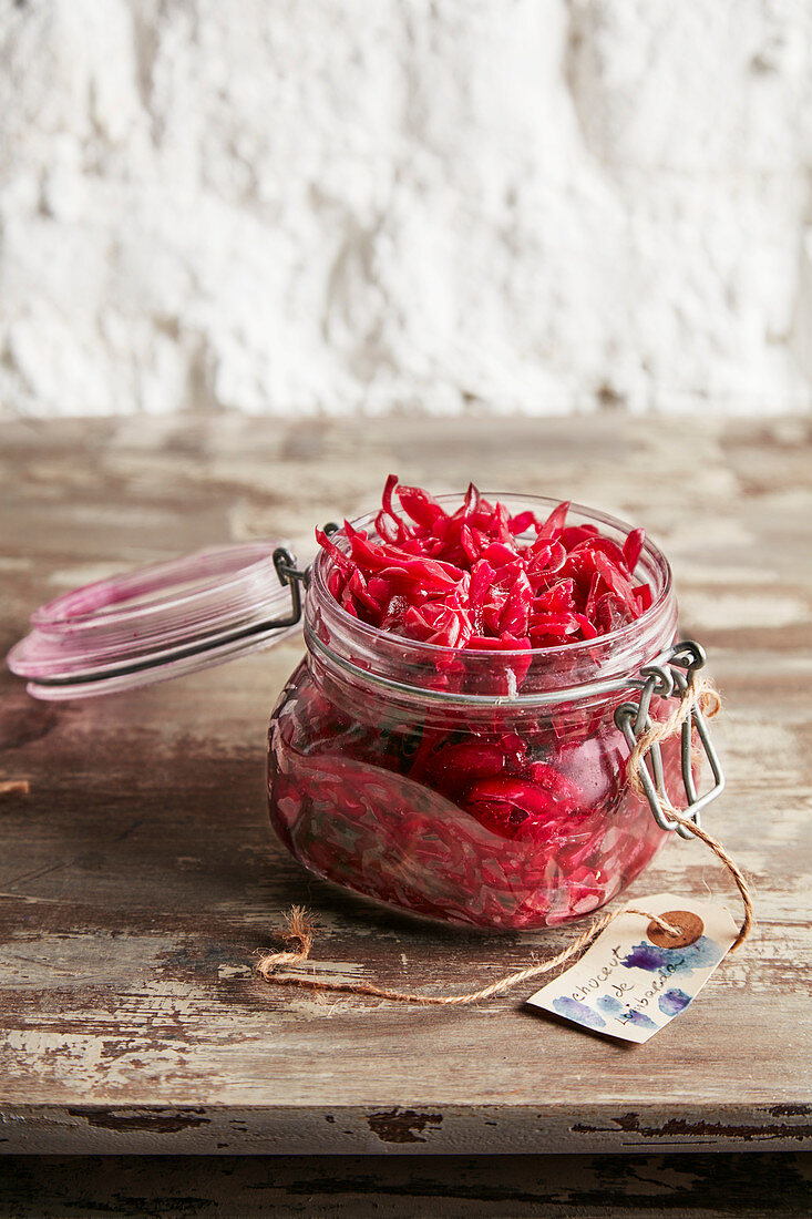 Small Jar Of Fermented Red Cabbage With Orange And Cumin