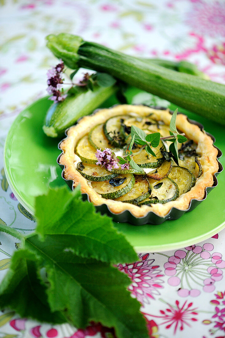 Courgette and herb tartlet