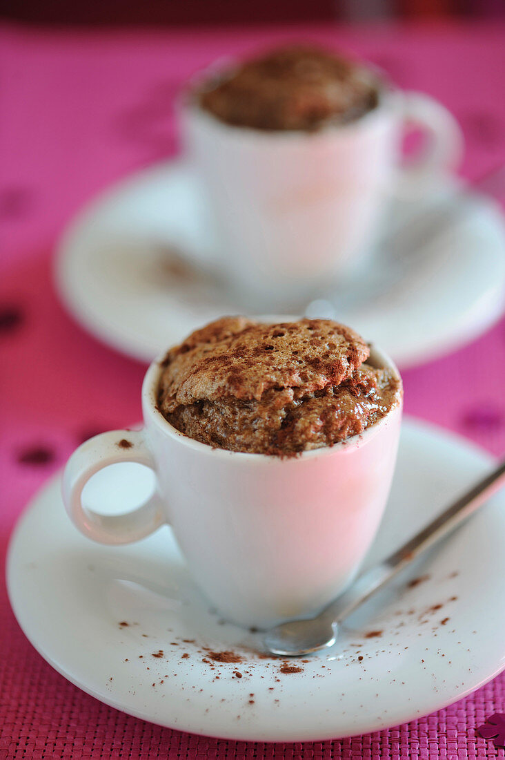 Small bitter chocolate soufflés