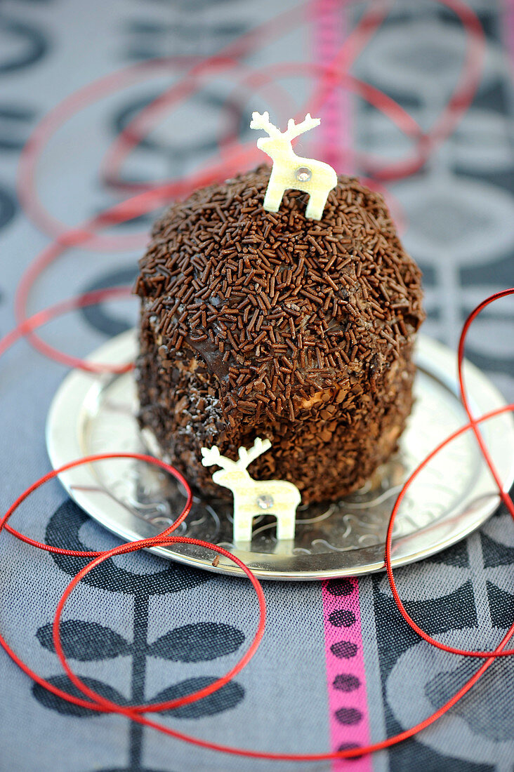 Merveilleux au chocolat (Baiser-Schokoladen-Törtchen, Frankreich) zu Weihnachten